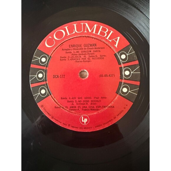 Enrique Guzman Orquesta De Chuck Anderson LP Columbia DCA 172 VG Import Mexico - Picture 5 of 7